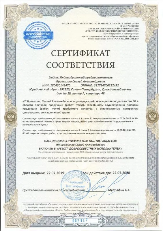 Реестр добросовестных исполнителей в Тулы